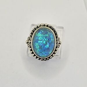 Genuine Sajen Australian Opal Doublet Ring in Sterling Silver Size 7! NWOT